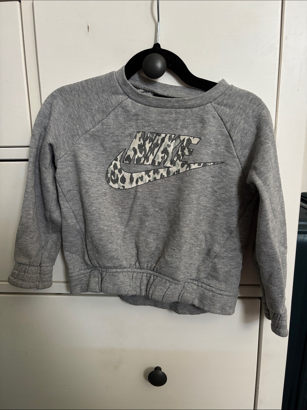 Nike Kids Gray Sweatshirt with Leopard Swoosh